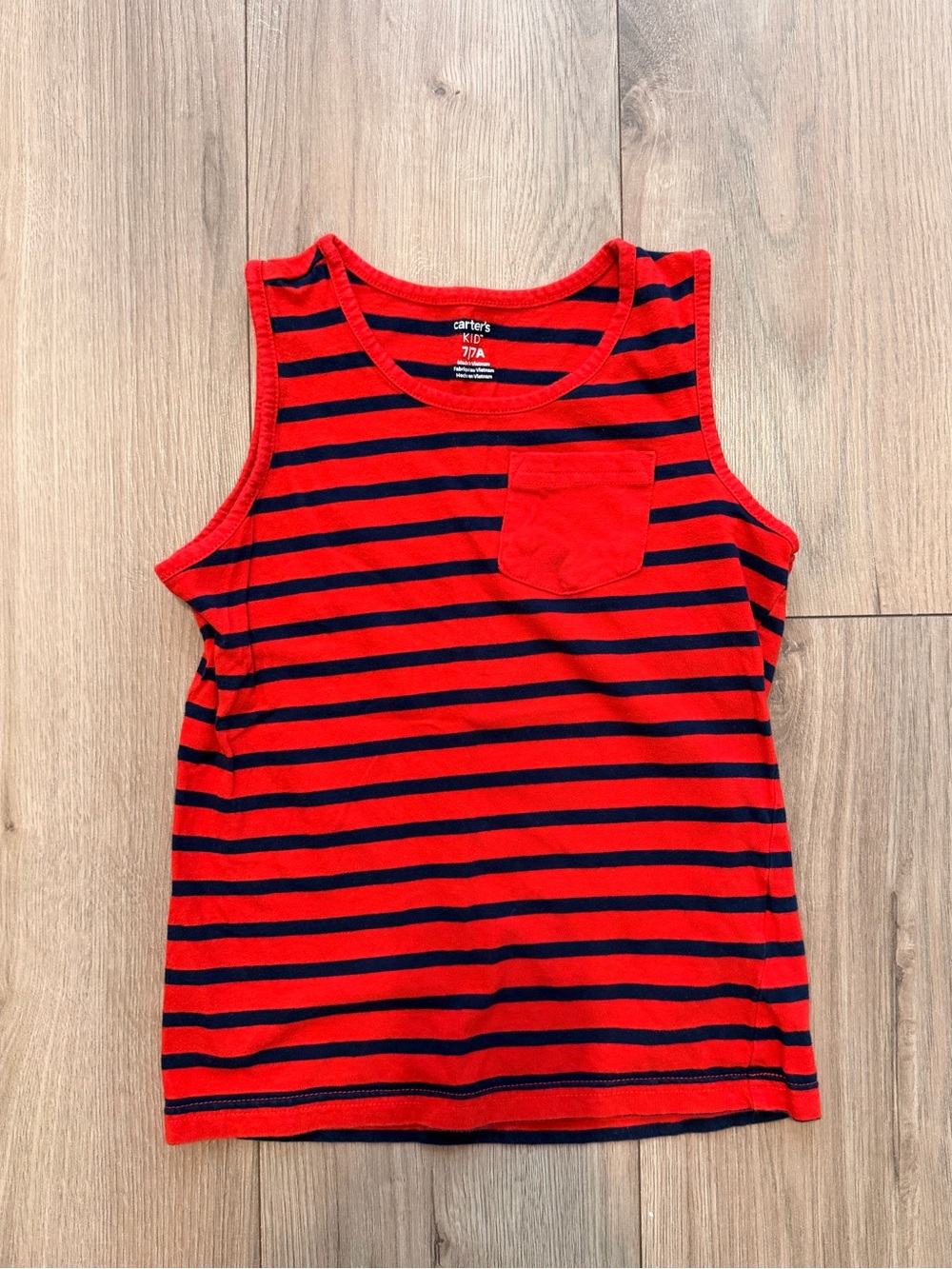 Carter's Red & Navy Striped Pocket Tank